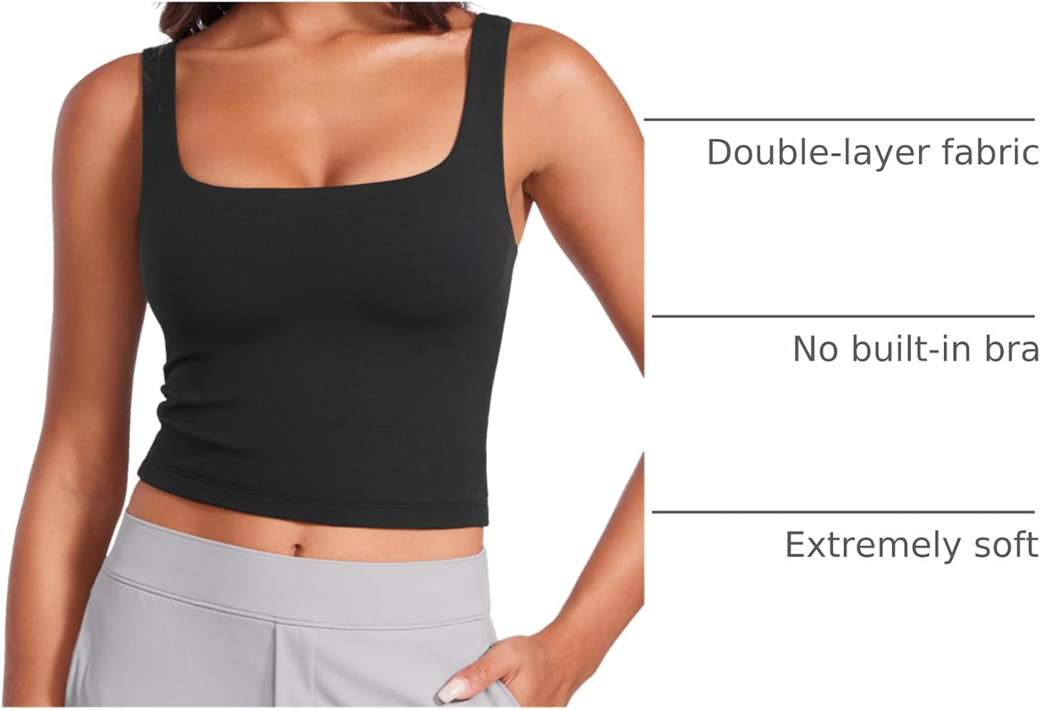 CRZ YOGA Womens Butterluxe Double Lined Square Neck Tight Tank Tops Sleeveless Workout Cropped Ca... | Amazon (US)