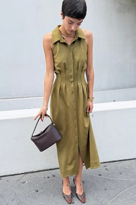 Tobie Faux Suede Sleeveless Shirtdress | Anthropologie (US)