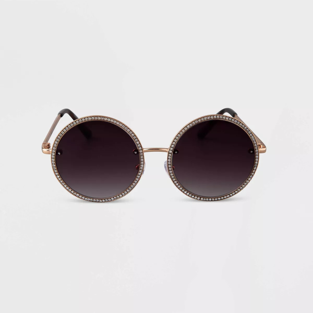Women's Metal Crystal Round Sunglasses - A New Day™ Gold | Target