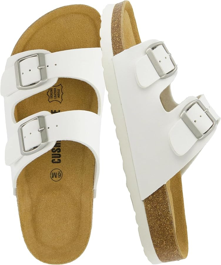CUSHIONAIRE Lane Cork Footbed Sandals for Women – Comfortable Double Buckle Slip-On with Genuin... | Amazon (US)