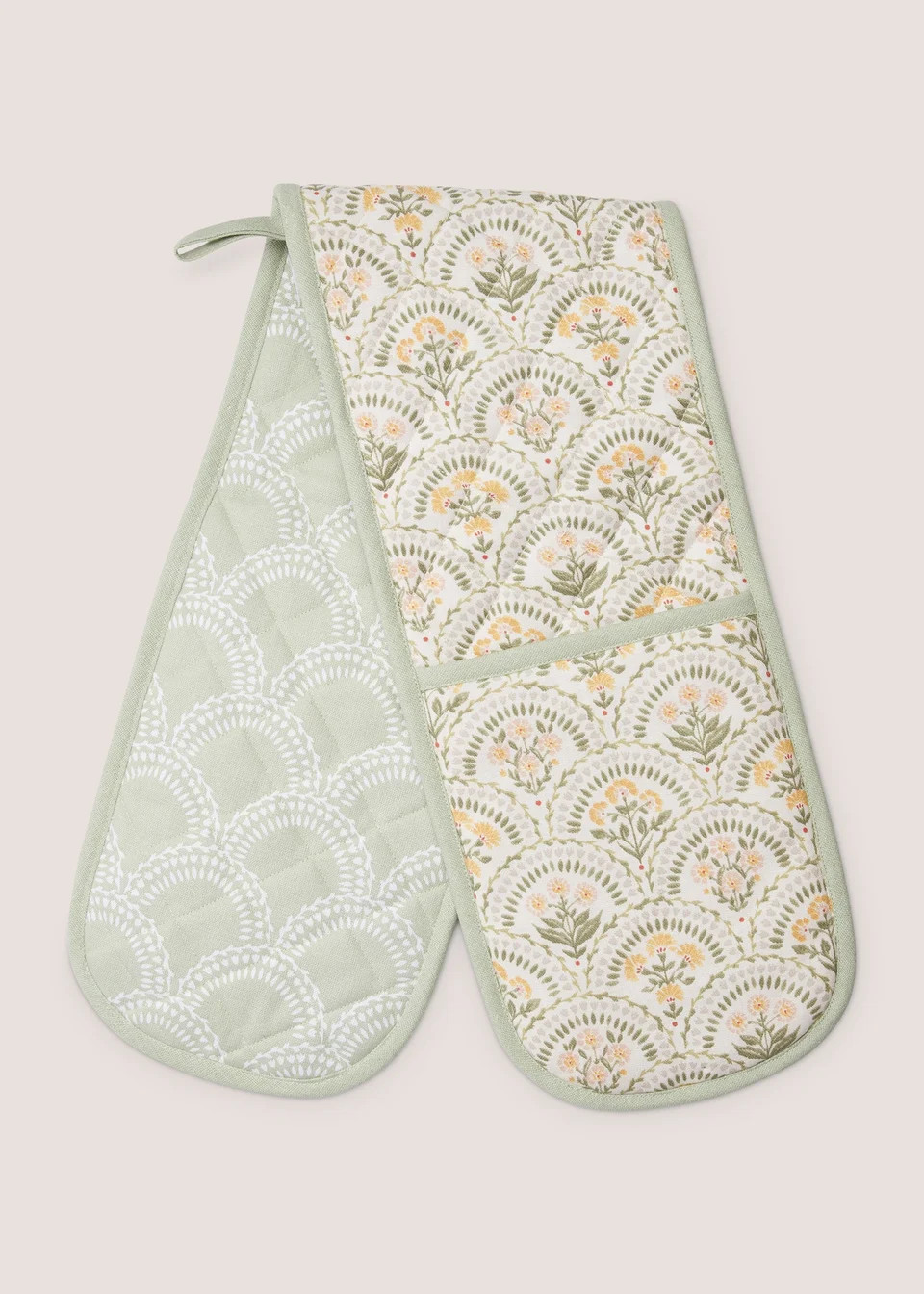 Green Folk Floral Oven Gloves (19cm x 90cm) | Matalan (UK)