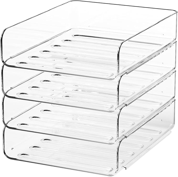 4-Tier Acrylic Paper Tray Organizer | Clear Stackable Desk Organizer for Documents, Letters, A4 P... | Amazon (US)