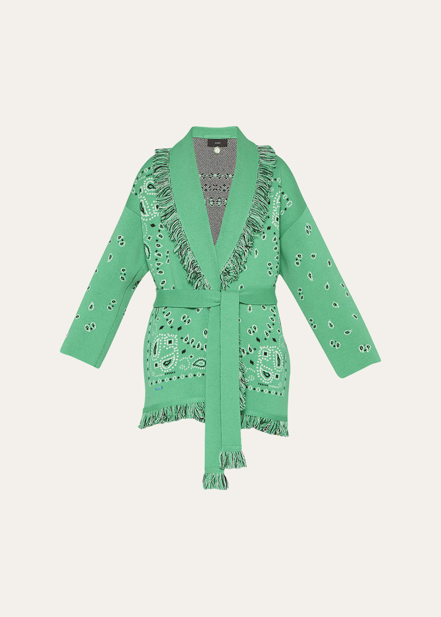 Alanui Jacquard Bandana Fringe Belted Cardigan | Bergdorf Goodman