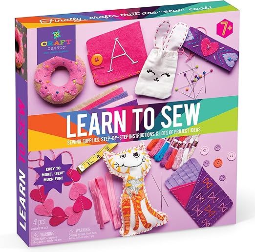 Craft-tastic – Learn to Sew Kit – Craft Kit Includes 7 Fun Projects, 34 Page Instruction Book... | Amazon (US)