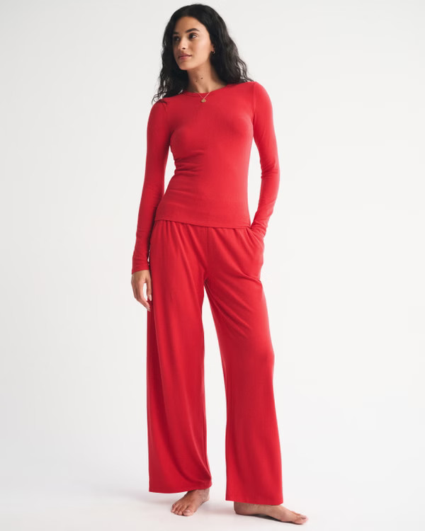 Women's Long-Sleeve Cozy Lounge Knit Tee | Women's Tops | Abercrombie.com | Abercrombie & Fitch (US)