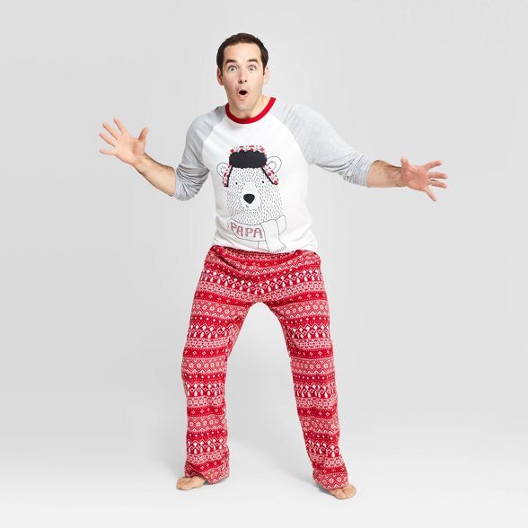 Men's Holiday "Papa" Bear Pajama Set - Wondershop™ Gray | Target