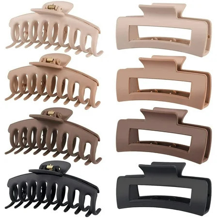 8pcs Big Hair Claw Clips Neutral Colors Hair Clips For Women Thick Hair Nonslip Jumbo Claws Clip Long Jaw Clips Banana Square Hair Claws Strong Hold Hair Styling Accessories (4.3Inch) | Walmart (US)