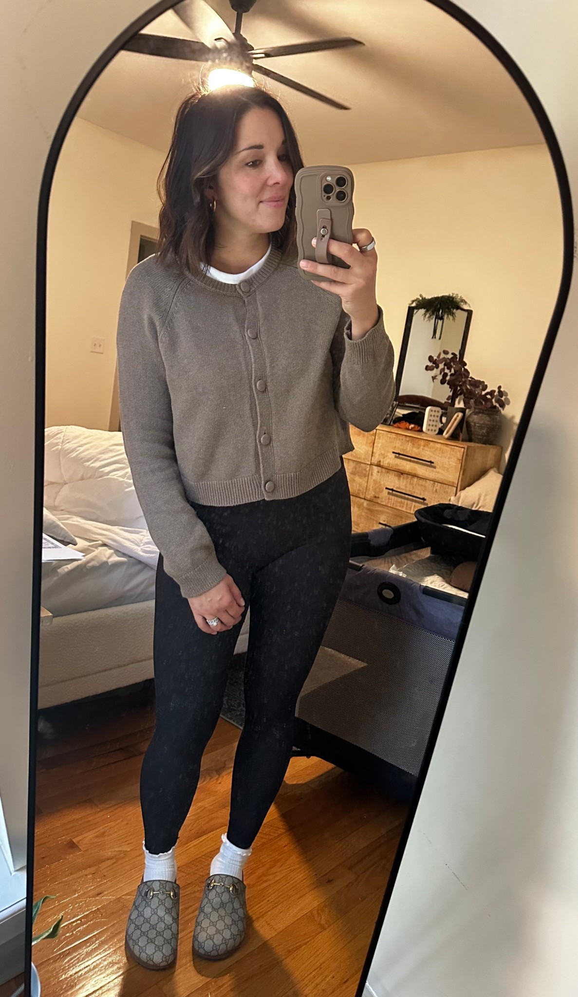 Outfit idea for when you don’t want to wear jeans but want to feel somewhat put together 🤎🤎🤎. My exact button down cardigan is sold out from @target but linking similar options! 

#LTKootd #LTKmomlife #LTKgrwm