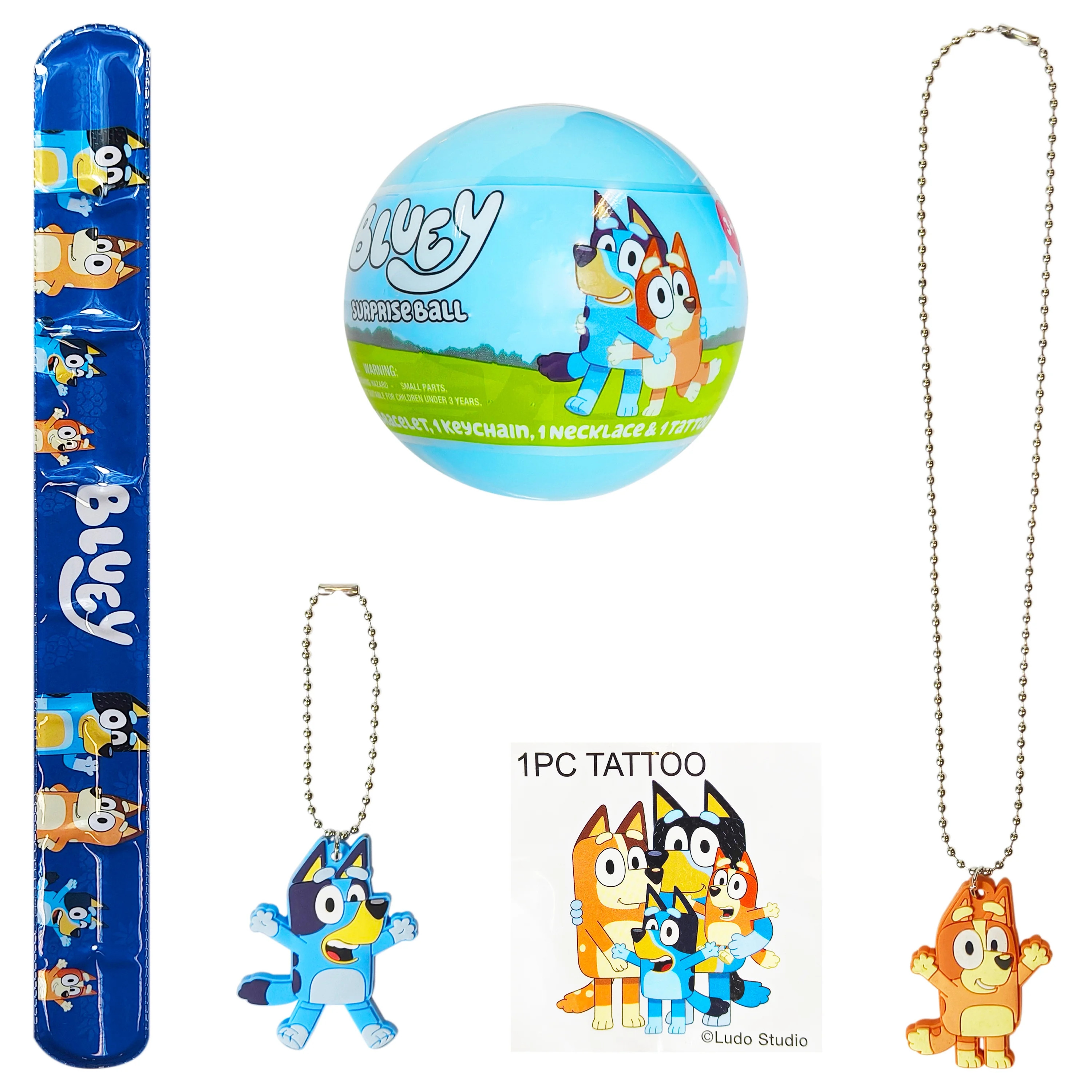 Bluey Surprise Ball with a bracelet, keychain, necklace, and tattoo | Walmart (US)