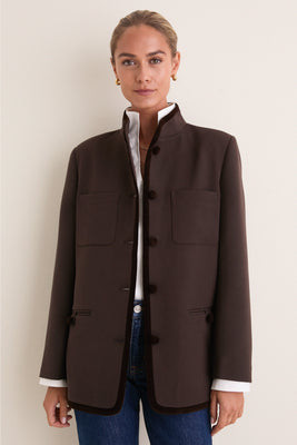 Chocolate Torte Velvet Trim Dalton Jacket | Tuckernuck (US)