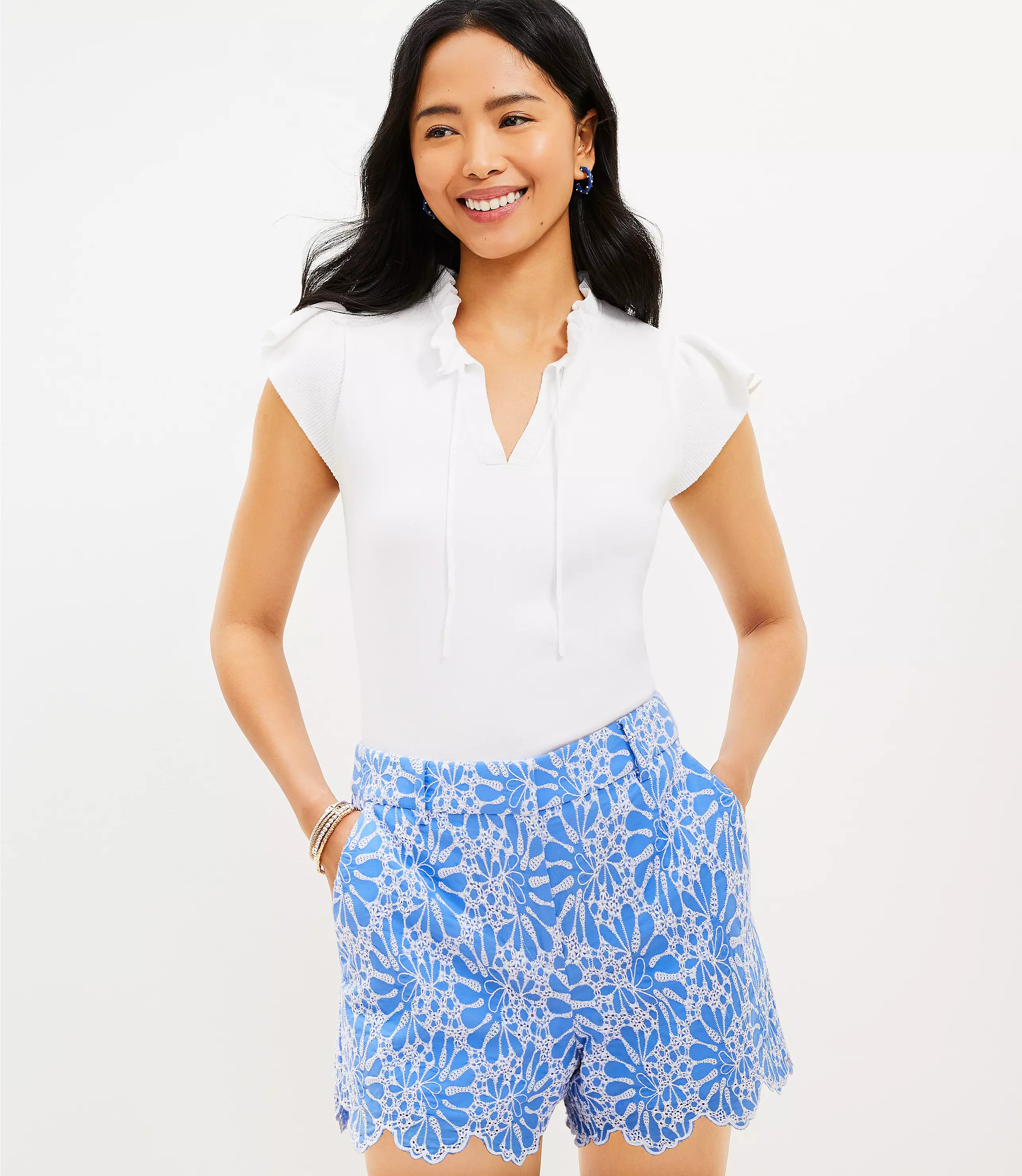 Riviera Shorts in Floral Eyelet | LOFT