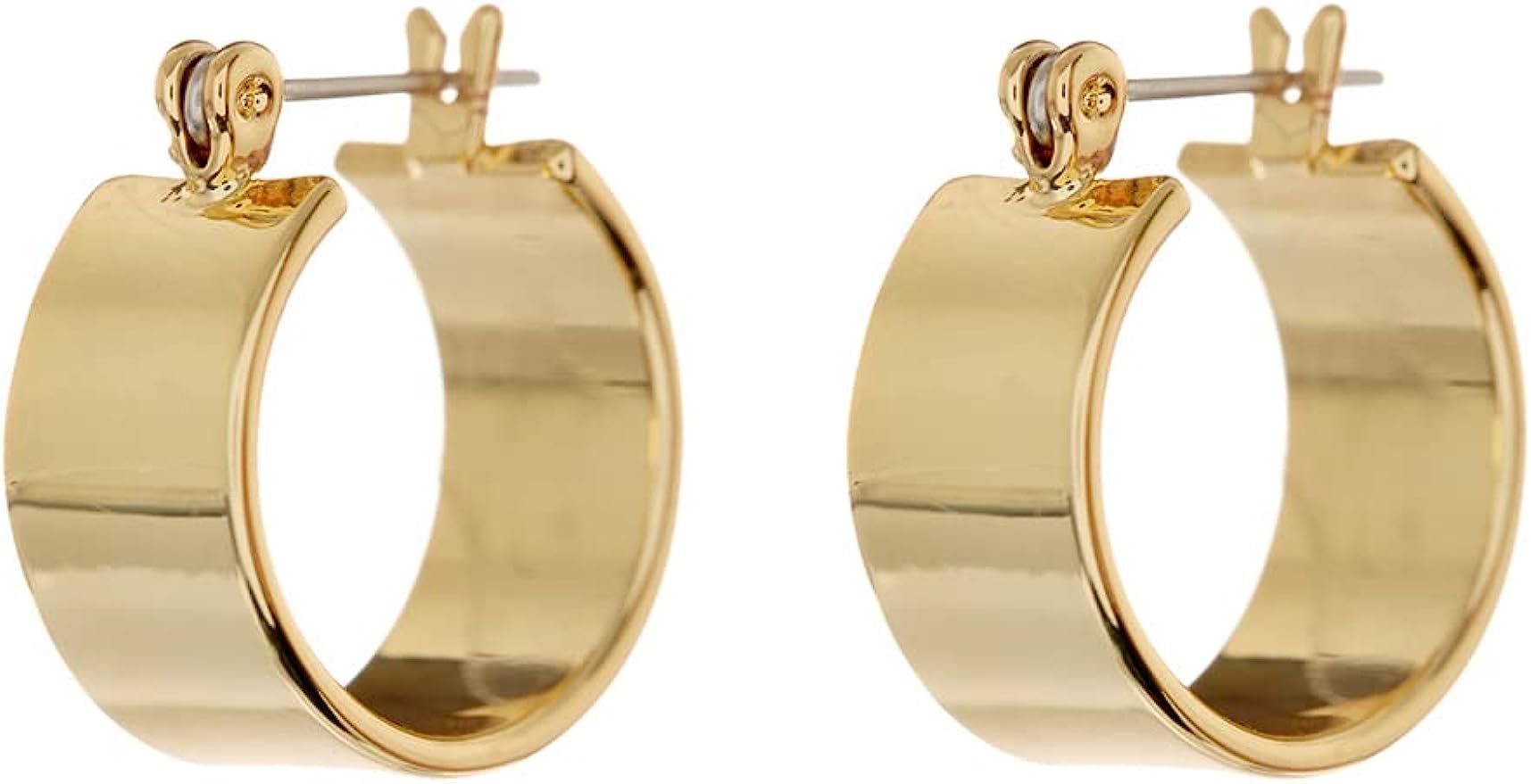 Luv Aj Positano Flat Wide Hoop Earrings in Polished 14k Antique Gold Plated | Amazon (US)