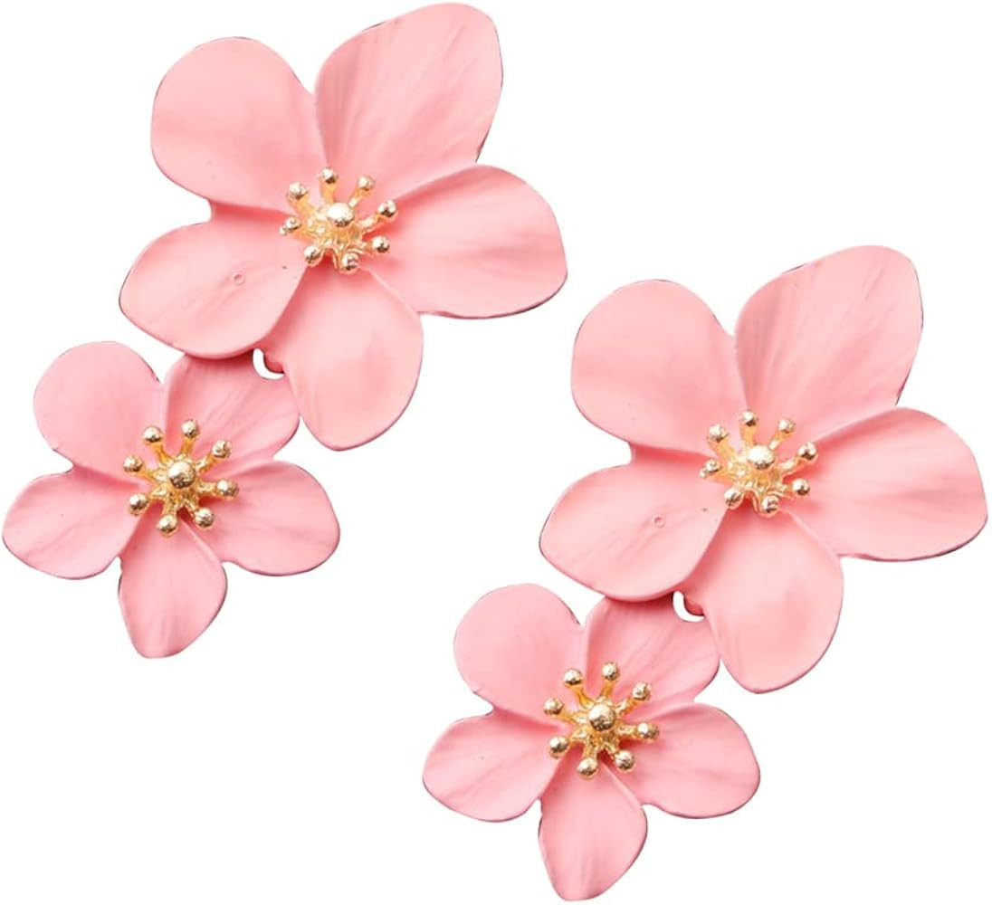 Bohemian Daisy Flower Matte Floral Petal Drop Dangle Earrings Layered Tiered for Women Girls Chic Bo | Amazon (CA)