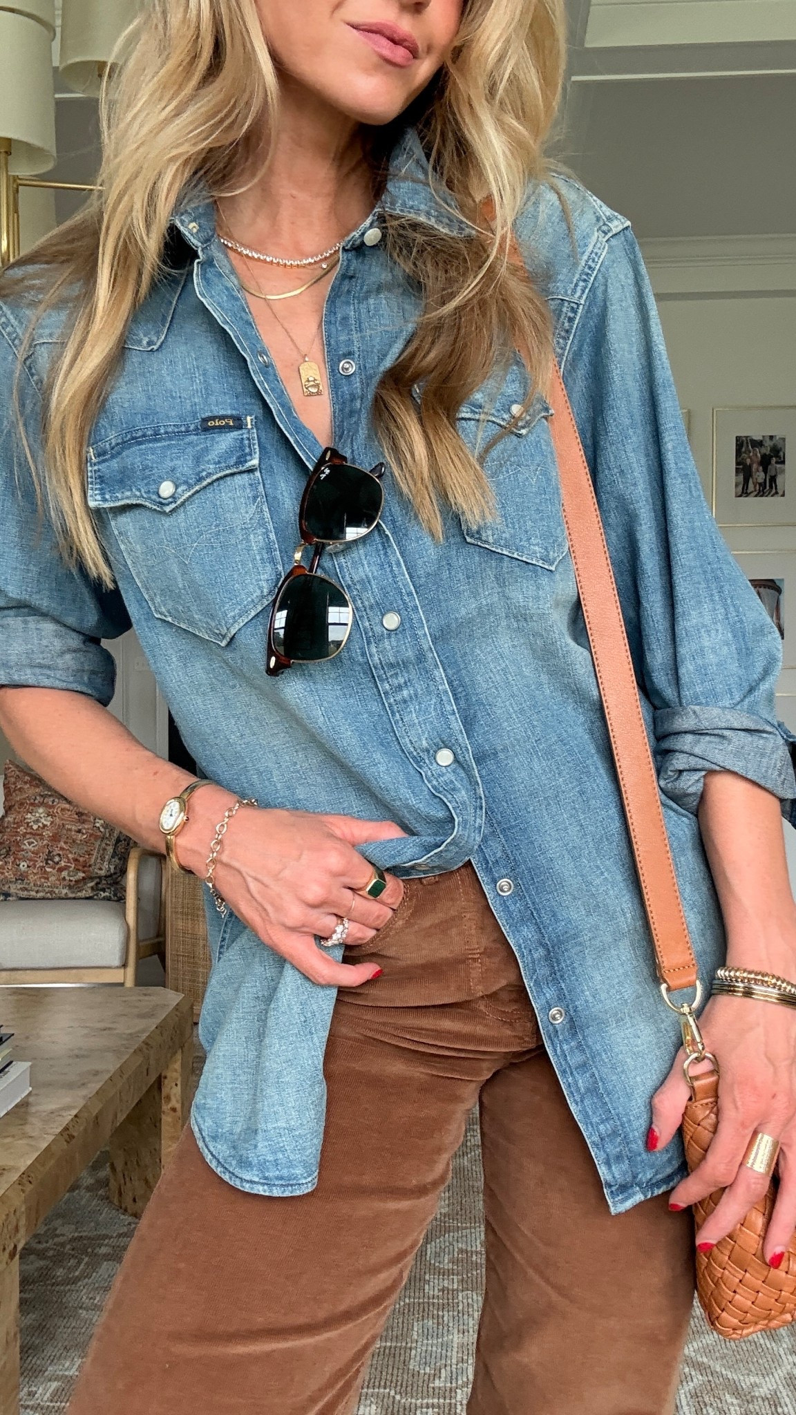 Denim top: wearing men’s S
Brown high rise corduroys 

#LTKdayinmylife #LTKgrwm #LTKootd