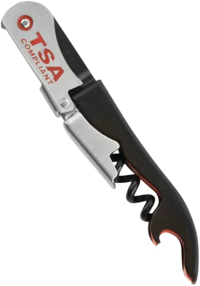 TSA Compliant Corkscrew Bottle Opener, Black Double Hinged, Stainless Steel Wine Key (1 Pack) | Amazon (US)