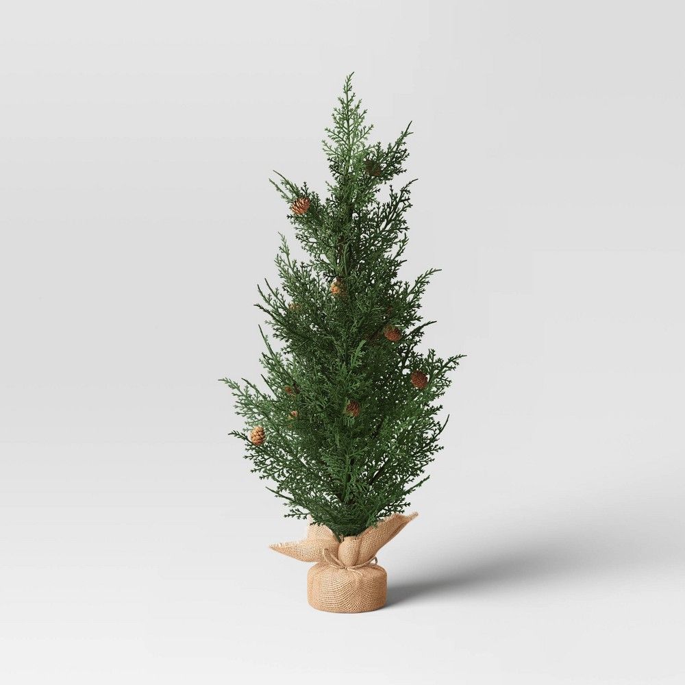 30"" Cedar Artificial Christmas Tree with Pinecones Green/Brown - Threshold | Target