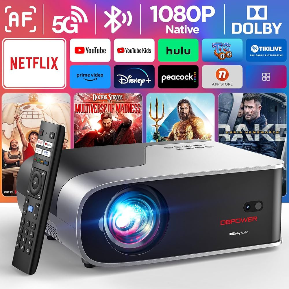 [Netflix Officially/Auto Focus] Smart Projector with 5G WiFi and Bluetooth, DBPOWER Native 1080p ... | Amazon (US)