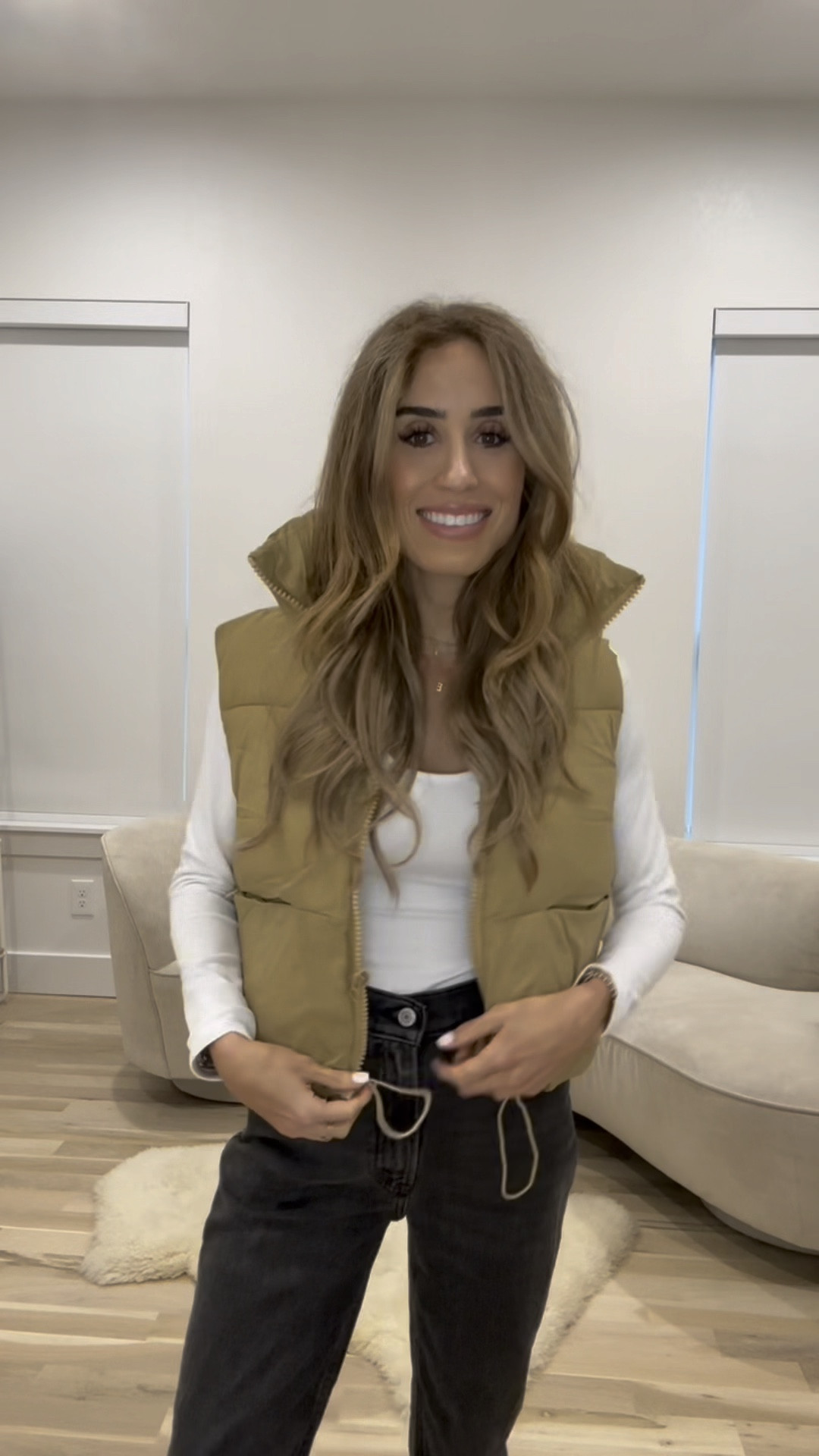 Amazon cropped puffer vest size Xs on sale 50% off, white bodysuit size Xs, black jeans size 24 short 

#LTKfindsunder100 #LTKfindsunder50