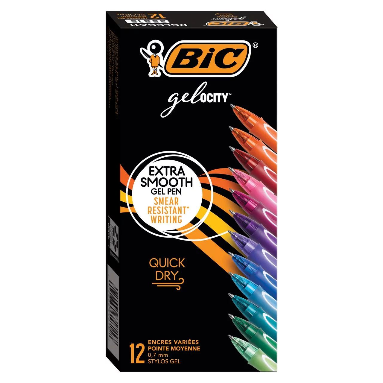 BIC Gel-Ocity Quick Dry Gel Pens, Medium Point Retractable Gel Pen (0.7mm), Assorted Colors, 12-C... | Walmart (US)