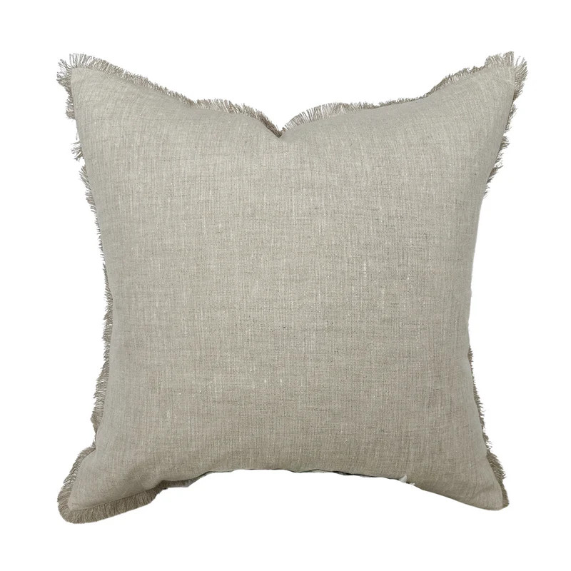 Nora | Natural Linen Fringe Pillow Cover | Linen and James