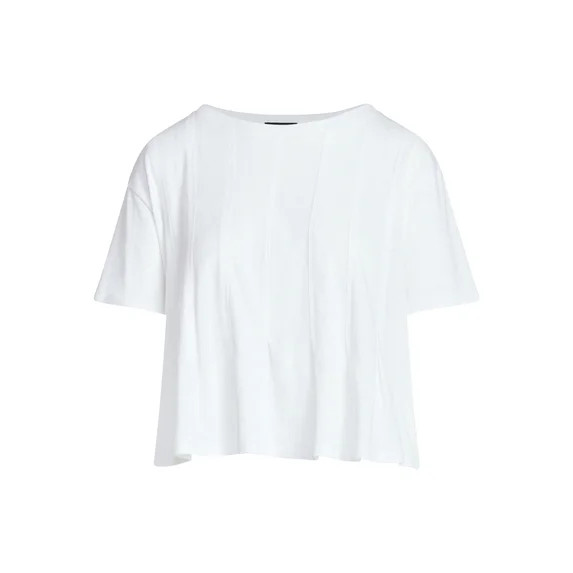 Scoop Women’s and Women's Plus Pleated Cropped Cotton Tee, Sizes XS-4X | Walmart (US)