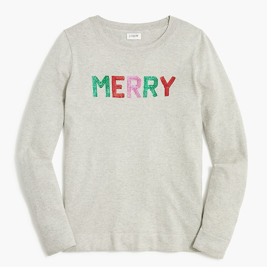 "Merry" sequin Teddie sweater | J.Crew Factory