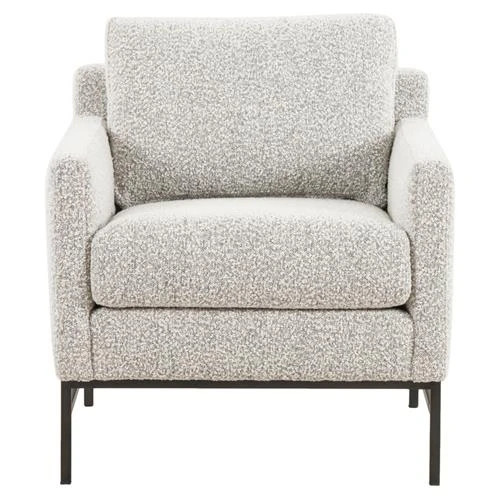 Lilian Industrial Grey Performance Boucle Black Iron Frame Arm Chair | Kathy Kuo Home