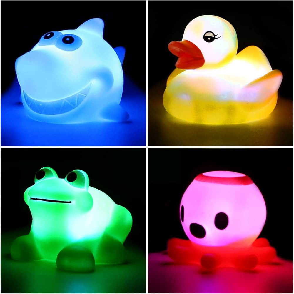 Yeonha Toys Bath Toy, Can Flashing Colourful Light(Big Style 4 Pack), Floating Bath Toy, Light Up... | Amazon (US)