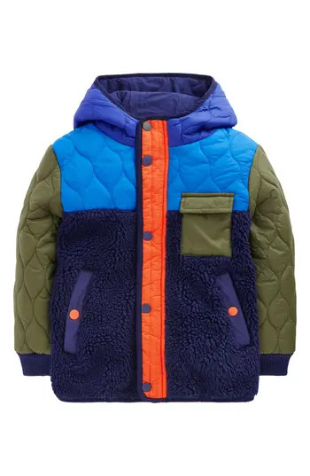 Mini Boden Kids' Colorblock Mixed Media Jacket in Khaki Colourblock at Nordstrom Rack, Size 6-7Y | Nordstrom Rack