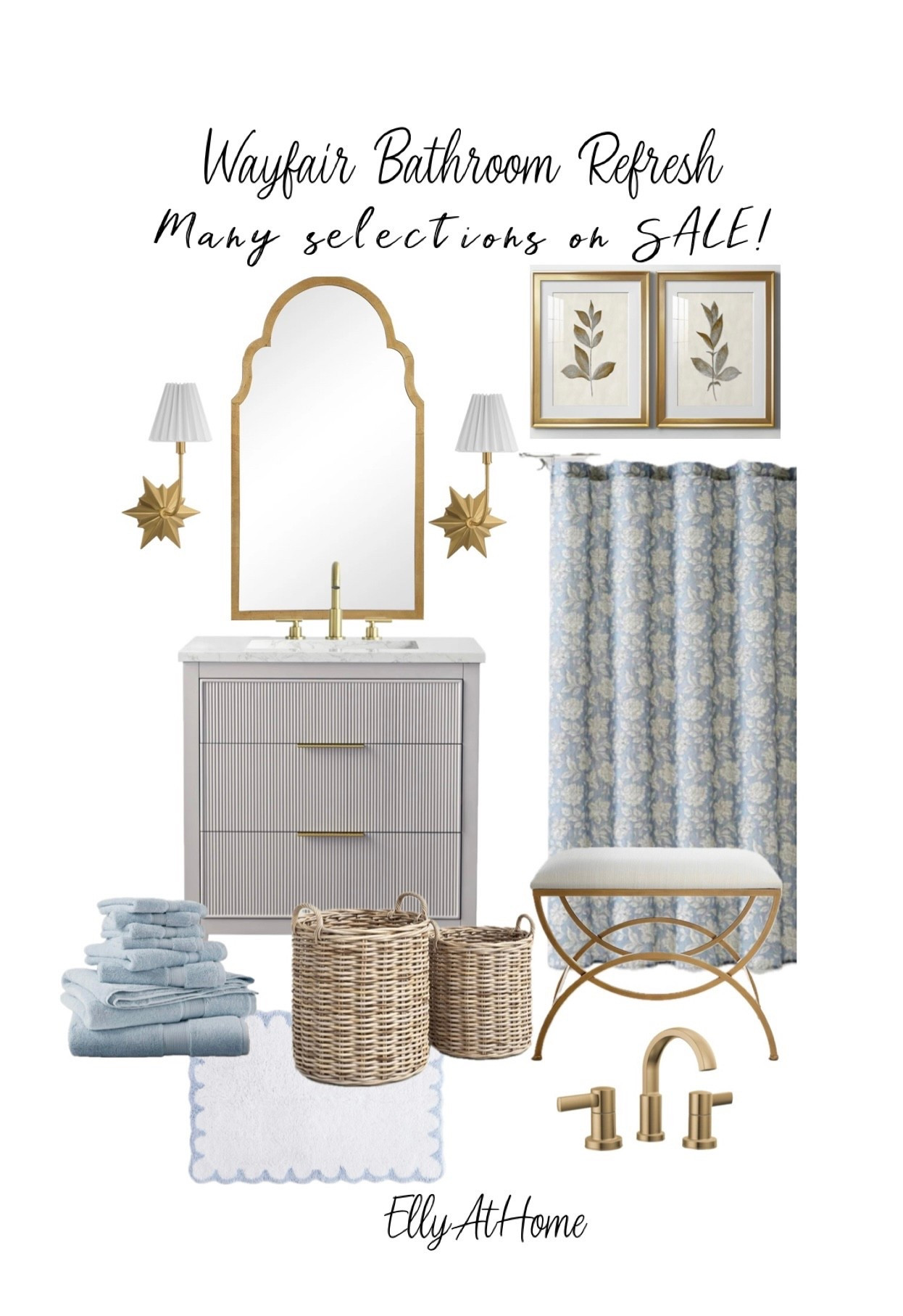 Beautiful bathroom refresh! Many selections on sale! Pretty details sconces, mirrors, faucet, vanity in more colors, plush towels, shower curtains and more bathroom accessories. #wayfair #wayfairpartner @Wayfair 

#LTKSaleAlert #LTKHome