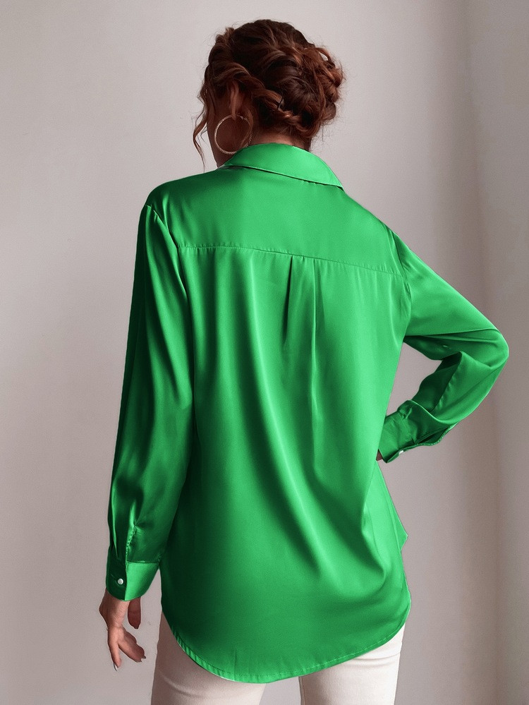 Button Up Solid Tunic Blouse | SHEIN