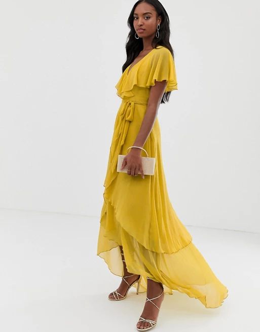 ASOS DESIGN Tall maxi dress with cape back and dipped hem | ASOS US