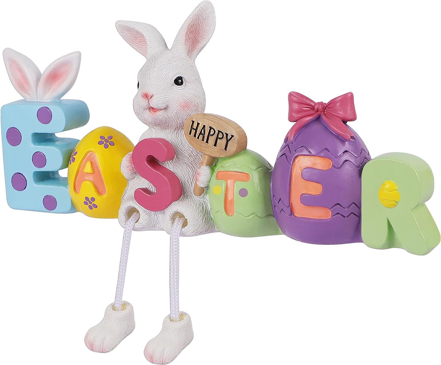 Lulu Home Easter Tabletop Ornament, 8.3" L x 5.9" H x 2" W Resin Bunny Shelf Sitter with Dangling... | Amazon (US)