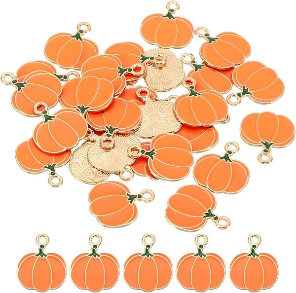 PATIKIL Pumpkin Pendants, 27 Pack Enamel Beads Metal Charms for Jewelry Making Bracelet Necklace Earring Keychain | Amazon (US)