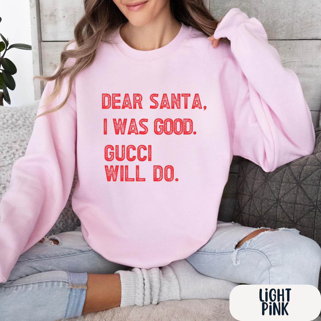 Funny Holiday Sweatshirt, Funny Christmas Sweater, Christmas Sweatshirt, Designer Bag Lover, Sant... | Etsy (US)