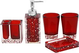 LUANT 5-Piece Resin Bathroom Accessory Set with Soap Dish, Dispenser, Toothbrush Holder and Tumbl... | Amazon (US)
