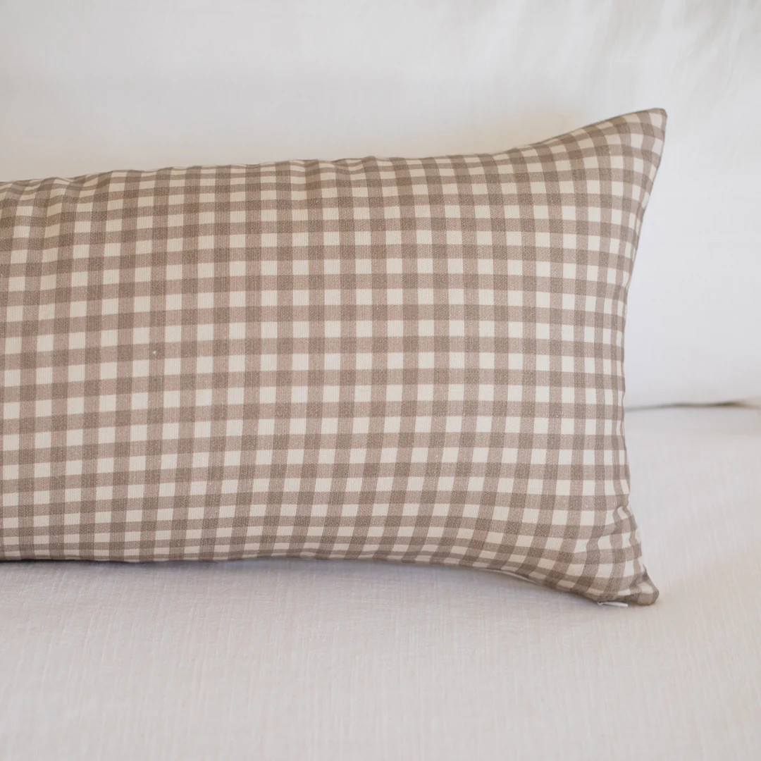 Tan Gingham - Lumbar - 12x20" | 12x40" | Woven Nook