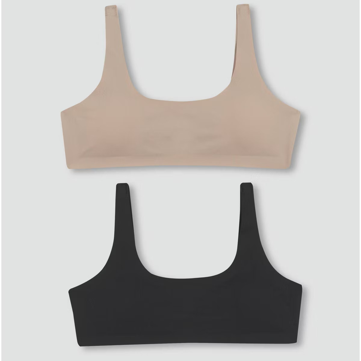 Hanes Girls' 2pk Bonded Comfort Bra - Black/Light Beige S | Target