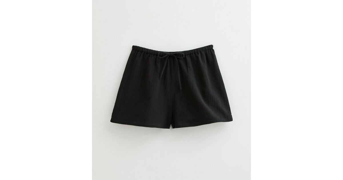 Black Drawstring Waist Cotton Cover Up Shorts | New Look | New Look (UK)