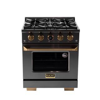 Kucht 30 in. 4.2 cu. ft. 4-Burners Dual Fuel Range Natural Gas in Titanium Stainless Steel with H... | The Home Depot