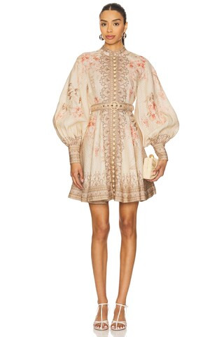 Zimmermann Illuminate Buttoned Mini Dress in Coral Floral from Revolve.com | Revolve Clothing (Global)