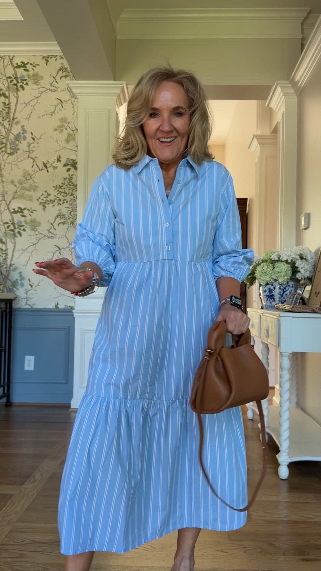 Quince dress size small. Siding down gives it a bit more definition and structure
20% off my bracelet Stack code NANETTE20

#LTKOver40 #LTKSeasonal #LTKootd