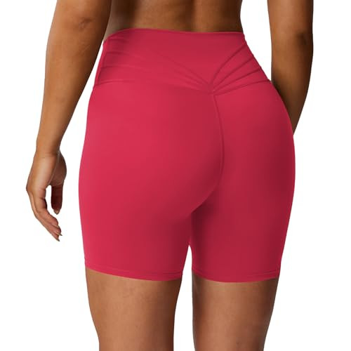 Aoxjox Trinity Workout Biker Shorts for Women Tummy Control High Waisted Exercise Athletic Gym Running Yoga Short 6" (Love Potion, X-Large) | Amazon (US)