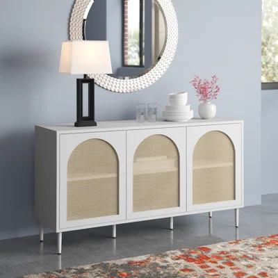 Castyn 56" Wide Rattan Door Sideboard with Adjustable Shelves | Wayfair Professional