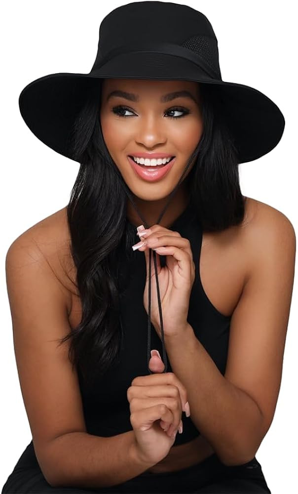 Hairbrella Stylish Waterproof Satin Lined Sun Hat, UV Protection, Wide Brim Beach Hat, Adjustable... | Amazon (US)