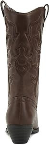 Soda Reno Women Western Cowboy Pointed Toe Knee High Pull On Tabs Boots | Amazon (US)