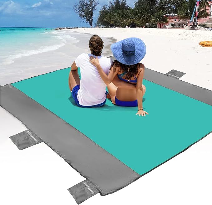 POPCHOSE Sandfree Beach Blanket, Large Sandproof Beach Mat for 4-7 Adults, Waterproof Pocket Picn... | Amazon (US)