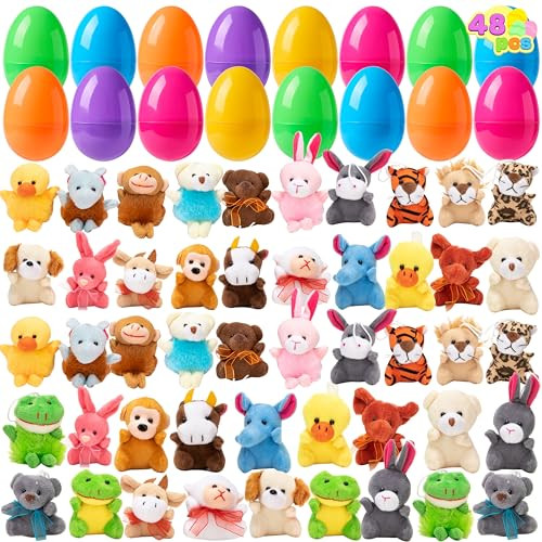 JOYIN 48 Pcs Prefilled Easter Eggs Filled with Plush Animal Toys for Easter Eggs Hunt, Basket Stuffers Fillers, Kids Party Favor, Classroom Prize Supplies | Amazon (US)