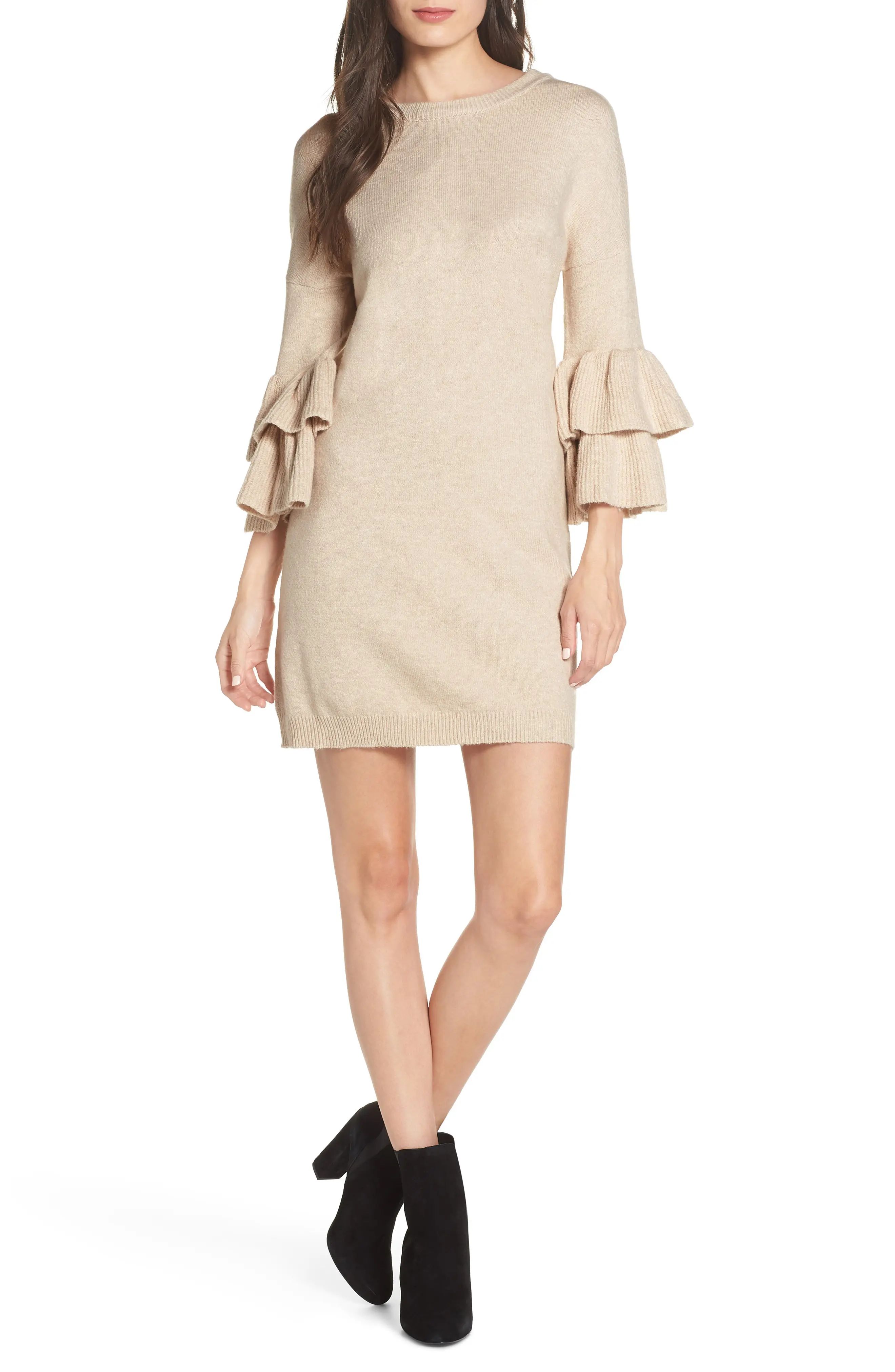 BB Dakota Ruffle Sleeve Sweater Dress | Nordstrom