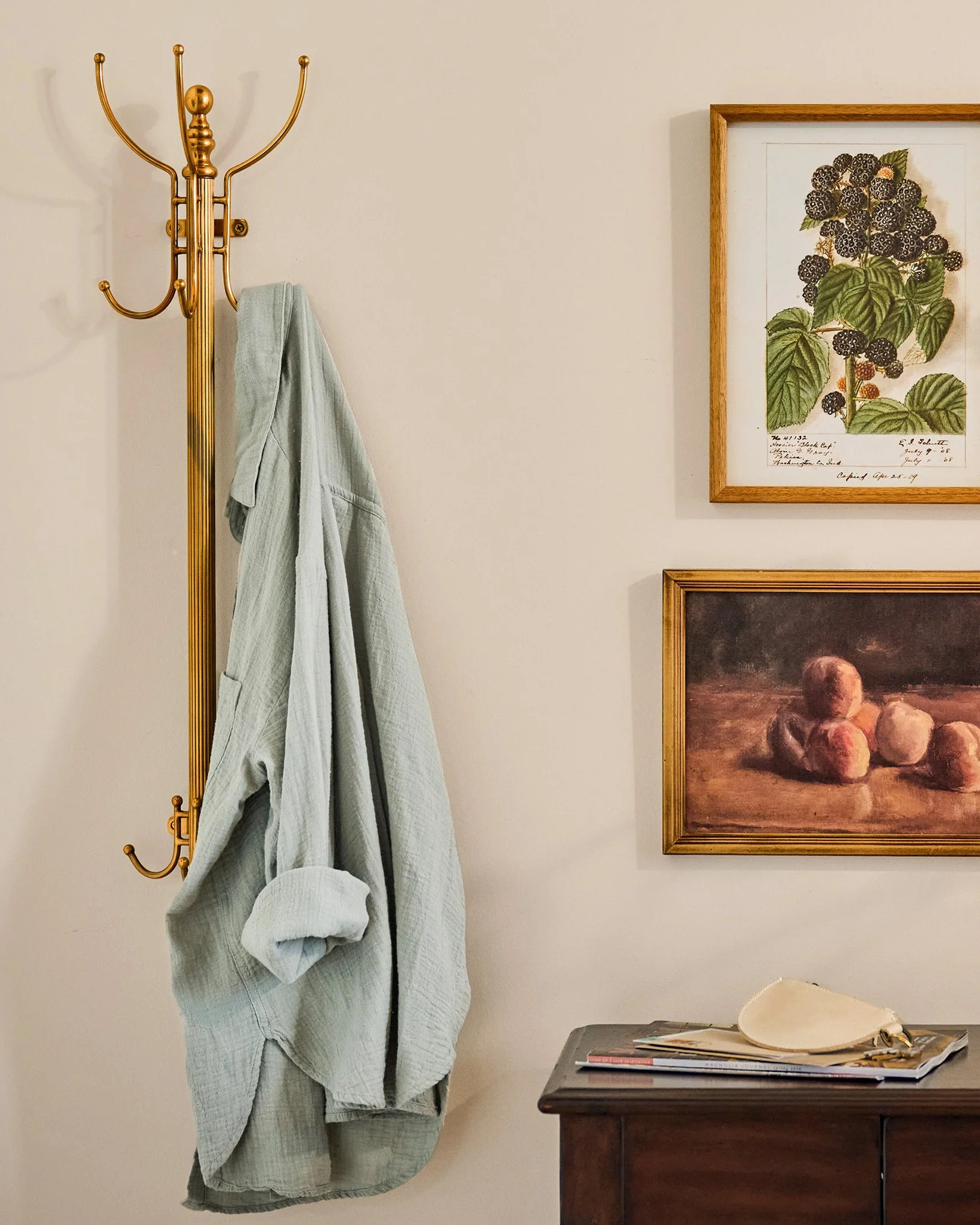 Solid Brass Vertical Coat Rack | Magnolia